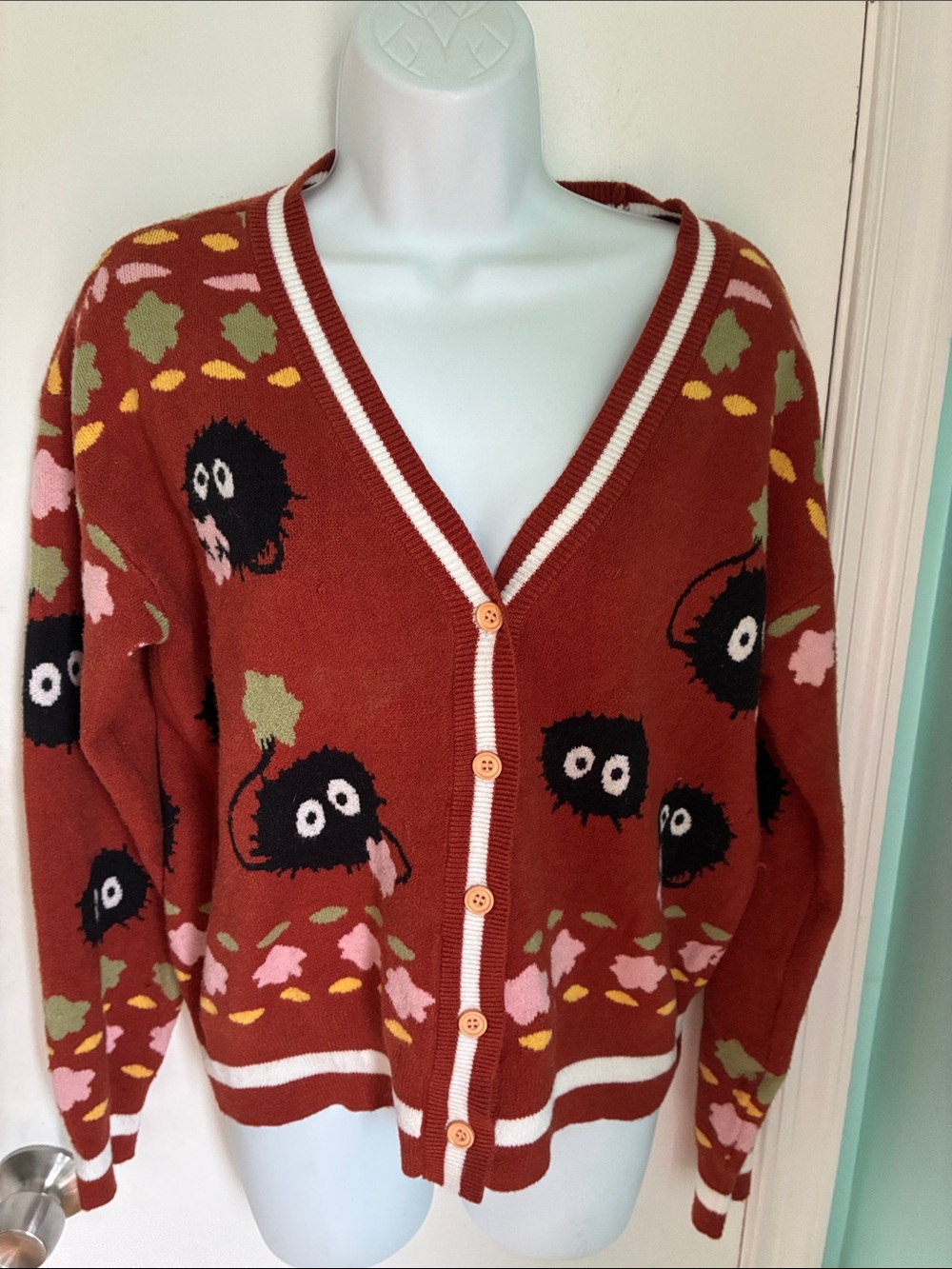 Studio Ghibli Spirited Away Soot Sprites Cardigan Sweater  Size small read